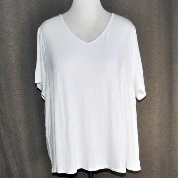 J. Jill White Wearever Short Sleeve Tunic Tee - Picture 1 of 4